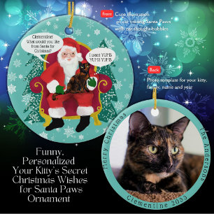 Décoration En Céramique Chat Tortoiseshell Visite Père Noël avec un voeu h