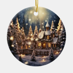 Décoration En Céramique Château de fée de Noël inspiré