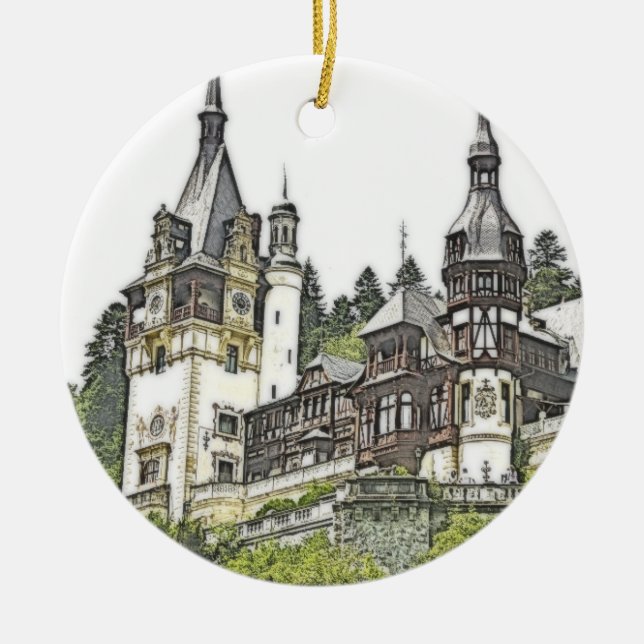 Décoration En Céramique Château de Peles Roumanie Noël (Devant)