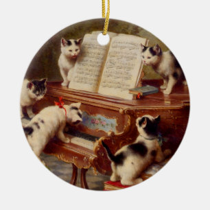 Décoration En Céramique Chatons et piano