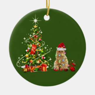 Décoration En Céramique Chats Avec Casquette Scaft Noël