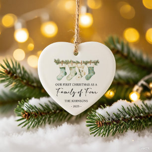 Décoration En Céramique Chaussettes de Noël en famille de quatre