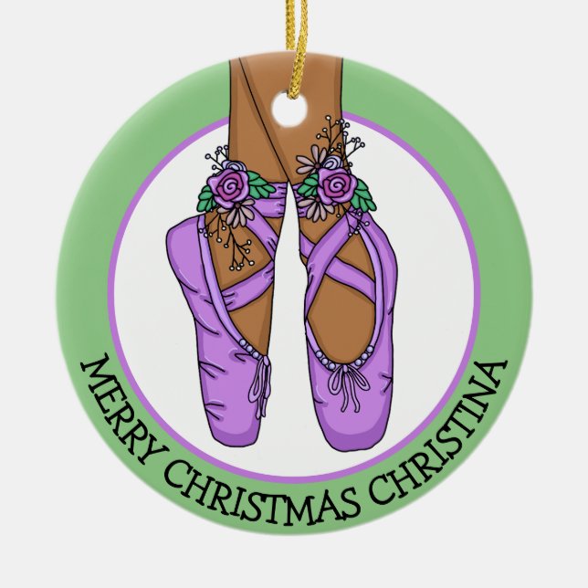 Décoration En Céramique Chaussons de ballet de Noël personnalisés (Devant)