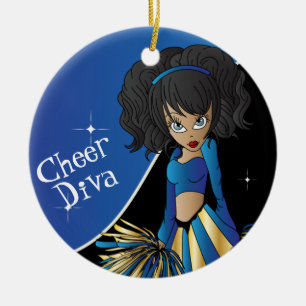 Décoration En Céramique Cheer Blue Pom-pom girl Diva Girl