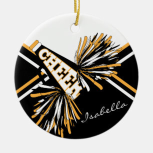 Décoration En Céramique Cheerleader 📣💖 - White, Black and Gold