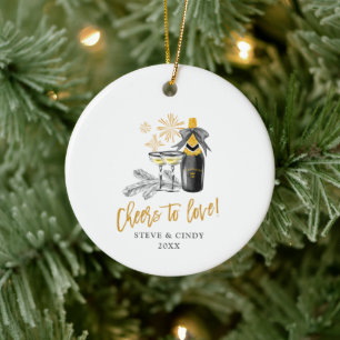 Décoration En Céramique Cheers To Love Champagne Bottle Personalized Names
