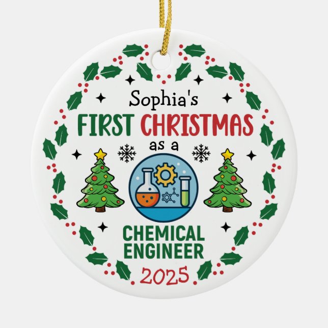 Décoration En Céramique Chemical Engineer First Christmas Personalized (Devant)