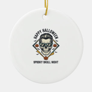 Décoration En Céramique Chemise crâne Halloween Gravure vintage Graphique_