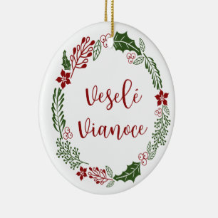 Décoration En Céramique Chemise de Noël slovaque Joyeuse, Veselé Vianoce