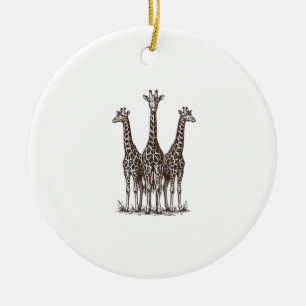Décoration En Céramique Chemise de safari avec gravure de girafe vintage a