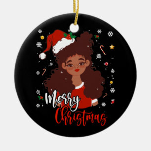 Décoration En Céramique Chemise Noël Santa Hat Noir Africain Américain Noi