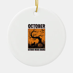 Décoration En Céramique Chemise Orange Octobre Halloween Vintage Spooky De