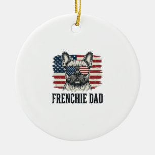 Décoration En Céramique Chemise Vintage Frenchie Dad Bulldog Patriotique_1