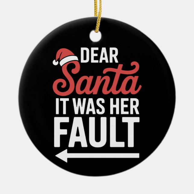 Décoration En Céramique Cher Père Noël C'Était Sa Faute Couples de Noël No (Devant)