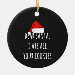 Décoration En Céramique Cher Père Noël, j'ai mangé tous vos cookies