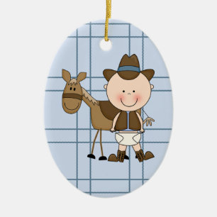 Décoration En Céramique Cheval de cowboy de bébé de collection de Noël