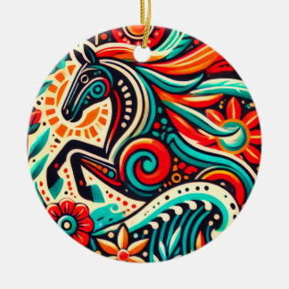 Décoration En Céramique Cheval de festa mexicain