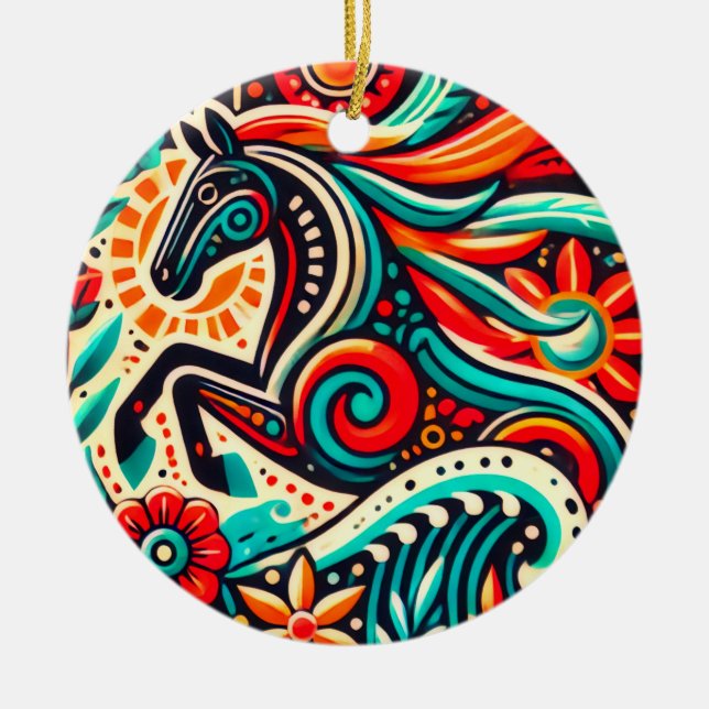 Décoration En Céramique Cheval de festa mexicain (Devant)