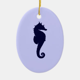 Décoration En Céramique Cheval de la mer Perwinkel et Bleu foncé