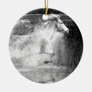 Décoration En Céramique Cheval d'eau blanche à galop