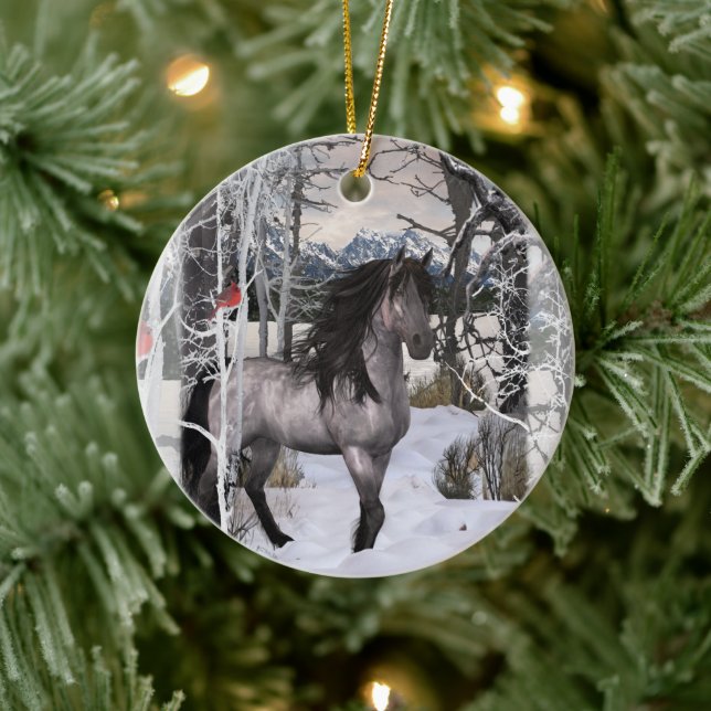 Décoration En Céramique Cheval des Voiles d'hiver 2024 (Arbre)
