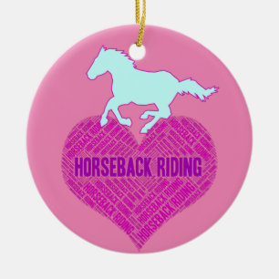 Décoration En Céramique Cheval équitation Coeur avec Pony sauvage
