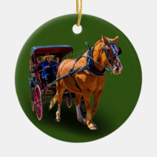DÉCORATION EN CÉRAMIQUE CHEVAL ET TRANSPORT