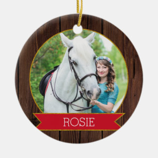 Décoration En Céramique Cheval Noël chic rustique Photo personnalisée + Te