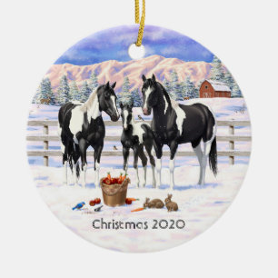 Décoration En Céramique Cheval Pinto Quarter Noir Chevaux Paint Chevaux Da