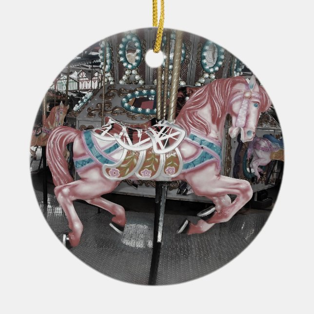 Décoration En Céramique Cheval rose de carrousel (Devant)