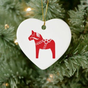 Décoration En Céramique Cheval Suédois Rouge