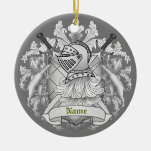 Décoration En Céramique Chevalier gris Famille Crest Nom de famille