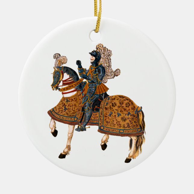Décoration En Céramique Chevalier médiéval en armure à cheval (Devant)