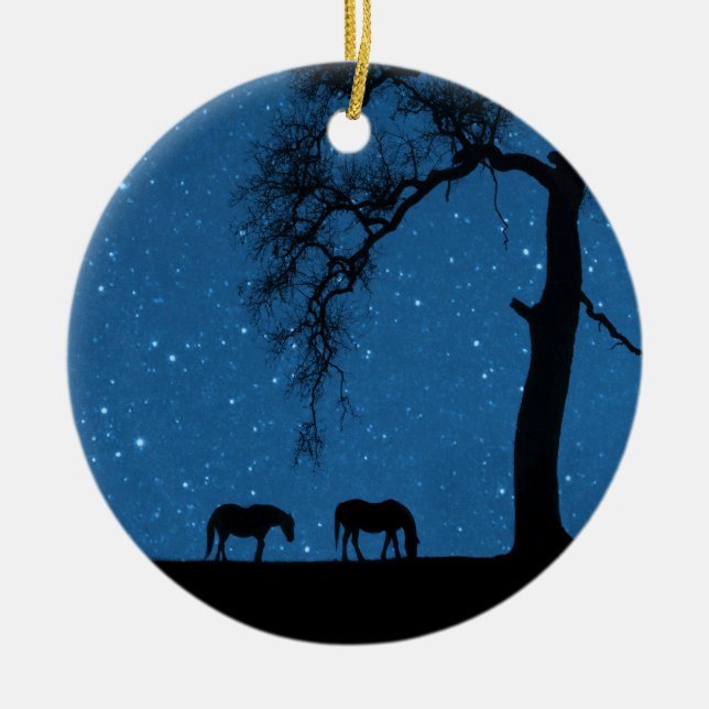 Décoration En Céramique Chevaux de nuit étoilée Noël (Devant)