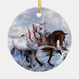 Décoration En Céramique Chevaux de vacances de Noël