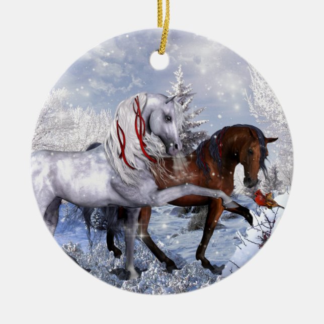 Décoration En Céramique Chevaux de vacances de Noël (Devant)
