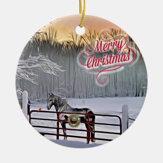 Décoration En Céramique Chevaux d'hiver Noël (Devant)