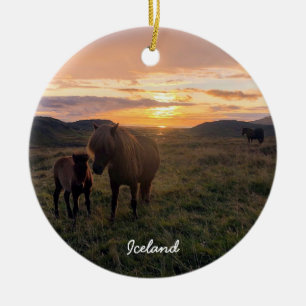 Décoration En Céramique chevaux islandais -