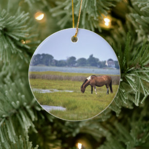 Décoration En Céramique Chevaux sauvages de l'Assateague