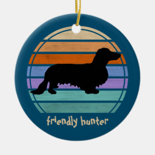 Décoration En Céramique Cheveux longs Dachshund - Silhouette 1