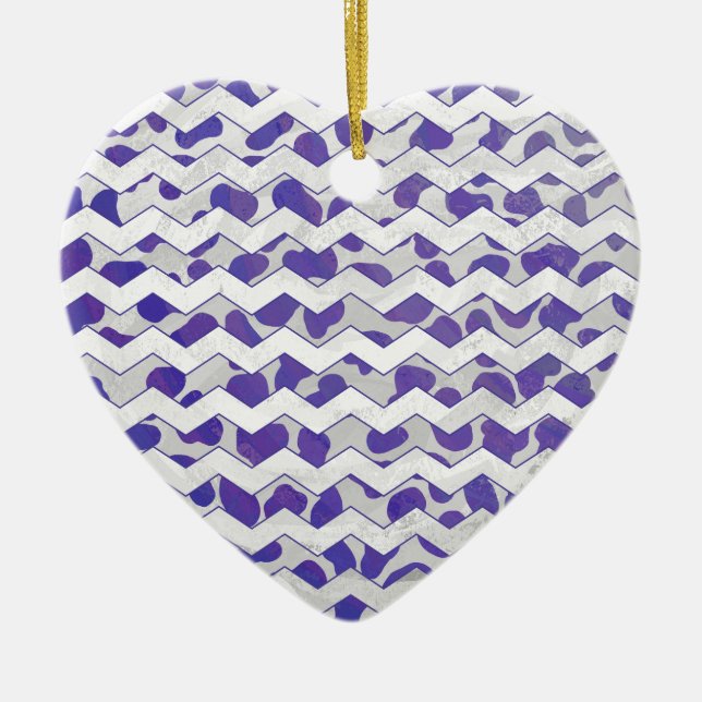 Décoration En Céramique Chevron Dalmatien violet et blanc (Devant)