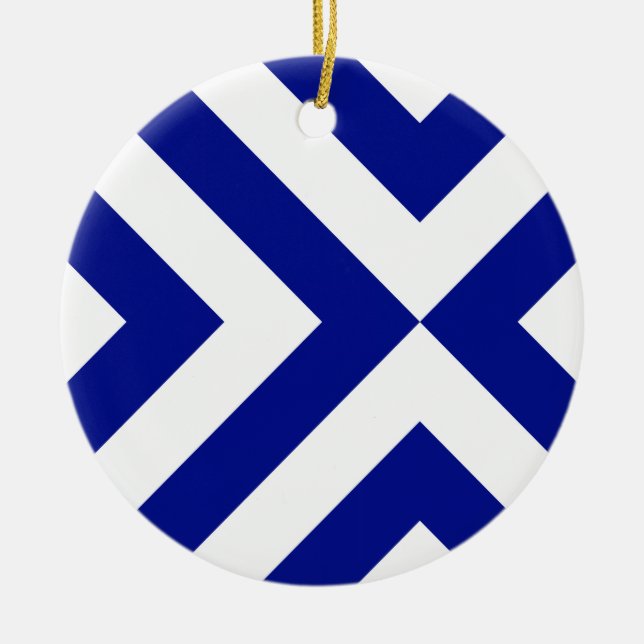 Décoration En Céramique Chevrons bleus et blancs (Devant)