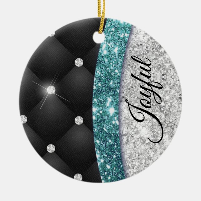 Décoration En Céramique Chic girly faux parties scintillant argent noir tu (Devant)