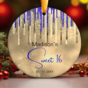 Décoration En Céramique Chic parties scintillant d'or bleu royal gouttes d