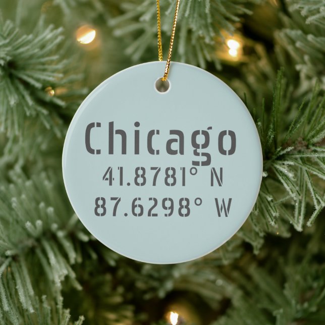 Décoration En Céramique Chicago Latitude Longitude personnalisée (Arbre)