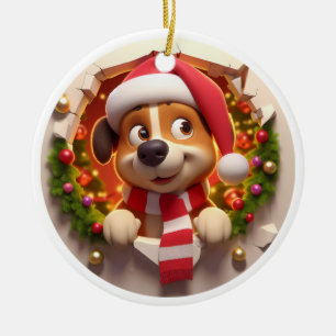 Décoration En Céramique Chien à deux côtés mignon passant