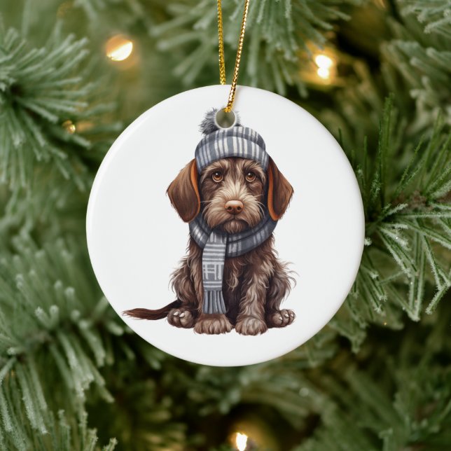 Décoration En Céramique Chien À poils durs allemand personnalisé (Arbre)