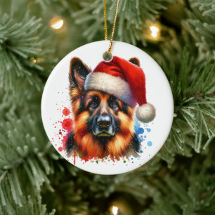 Décoration En Céramique Chien berger allemand à Noël