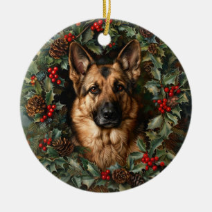 Décoration En Céramique Chien berger allemand de Noël
