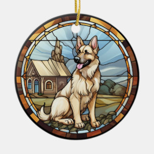 Décoration En Céramique Chien berger allemand en verre doux